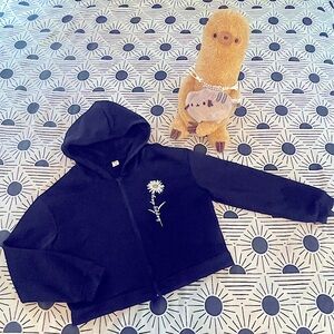 Cool and Cute Girl’s Cropped Jersey Zip Front Hoodie (Sz. 11/12 Final Priced)